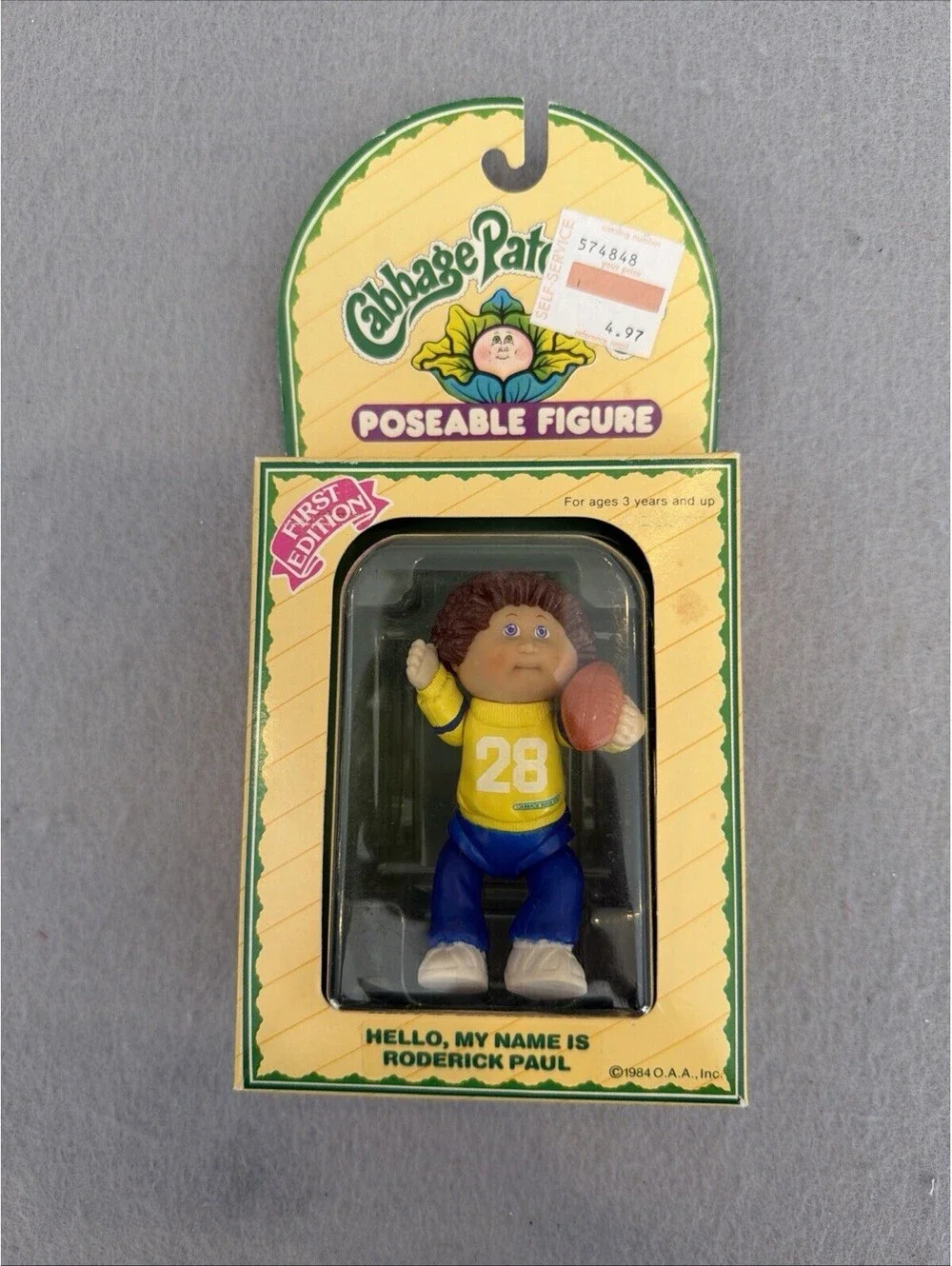 Vtg 1984 Cabbage Patch Poseable Figure 1st Edition Roderick Paul W/Football NIB